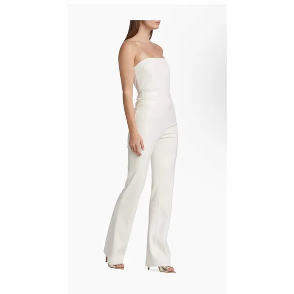 Women's Alice & Olivia Faux Leather Jumpsuit Size 6 White - Picture 6 of 10